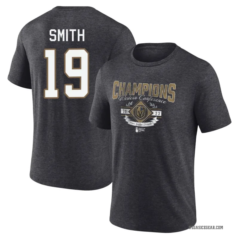 Reilly Smith Men's Gold Vegas Golden Knights Heather Charcoal 2023 Western Conference Champions T-Shirt
