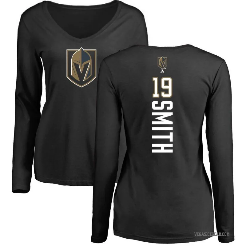 Reilly Smith Women's Gold Vegas Golden Knights Backer Slim Fit Long Sleeve T-Shirt - Black