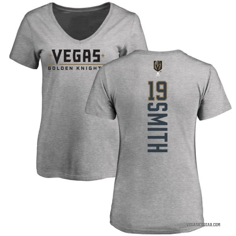 Reilly Smith Women's Gold Vegas Golden Knights Backer Slim Fit V-Neck T-Shirt - Heathered Gray